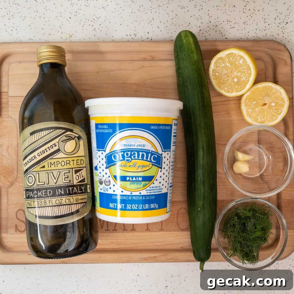Authentic Greek Tzatziki Sauce Recipe — How to Make It at Home 3 tzatziki ingredients