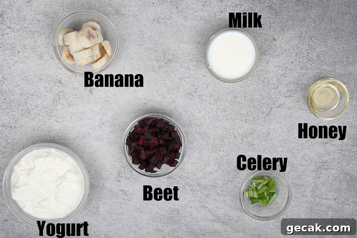 Beet Smoothie Ingredients.