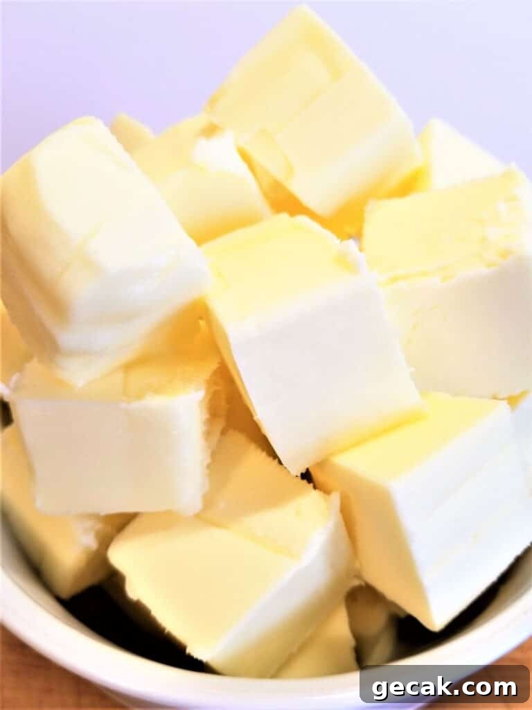 bowl of butter cubed