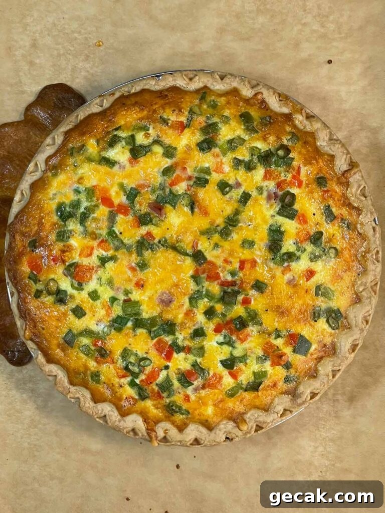 Southwestern Omelet Quiche Recipe – Flaky Crust & Savory Filling 14 A cooked western omelet quiche.