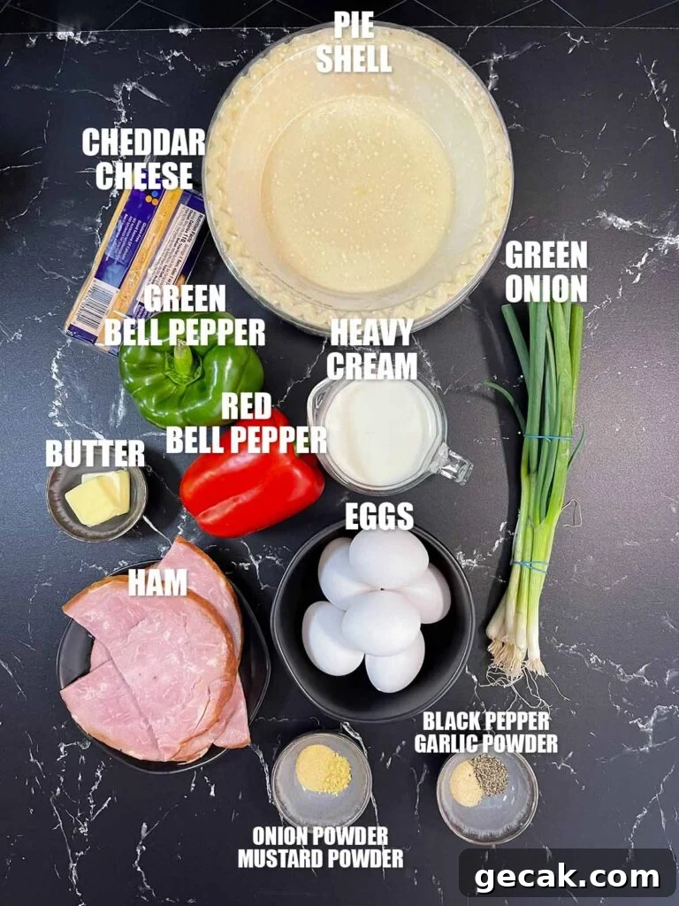 Southwestern Omelet Quiche Recipe – Flaky Crust & Savory Filling 3 Ingredients needed for Western Omelet quiche.