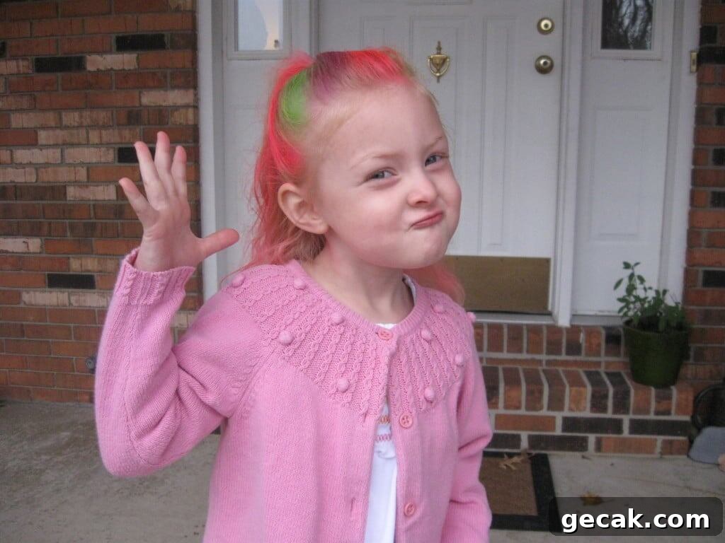 Ella with rainbow hair