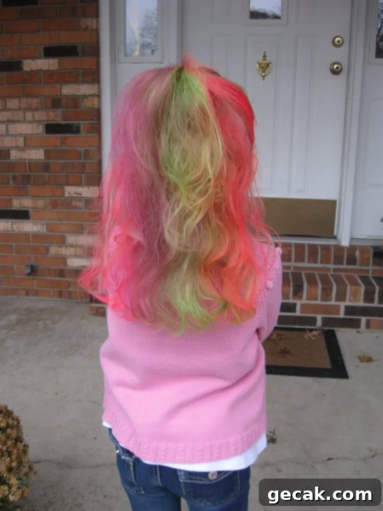 Close-up of colorful hair