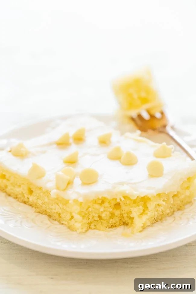 A slice of lemon bar on a white plate garnished with powdered sugar and small pieces of lemon peel.