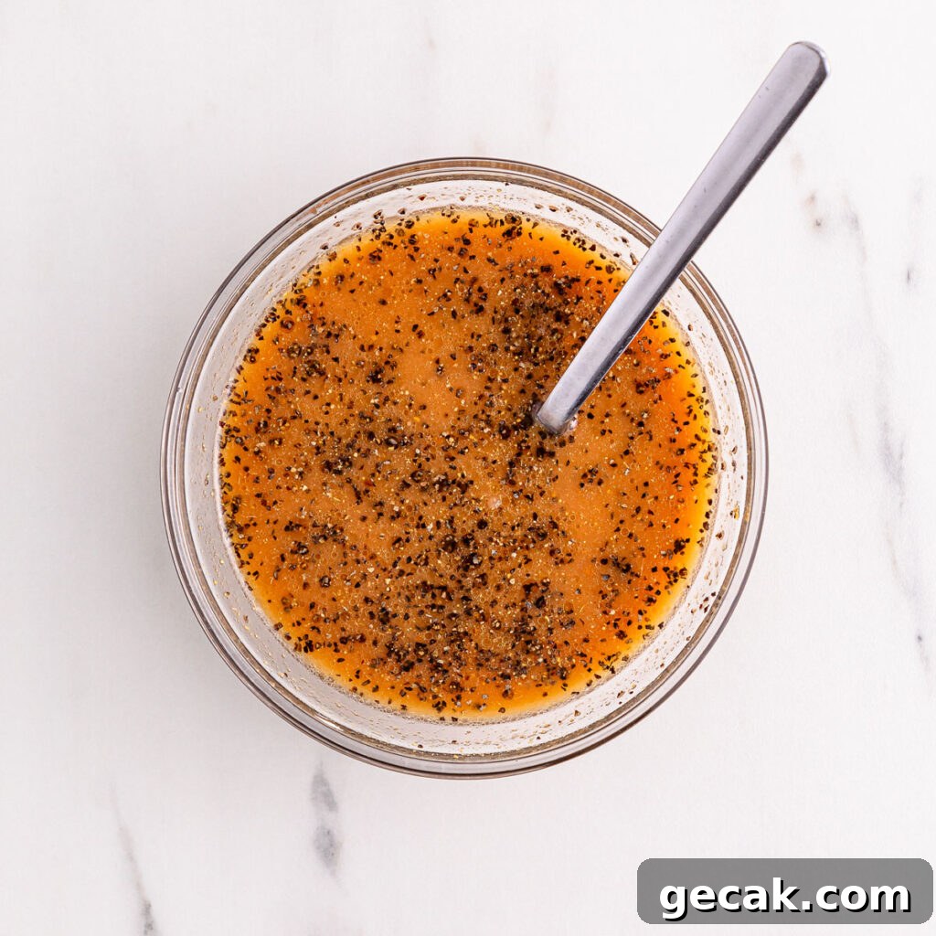 glass bowl with sauce for black pepper chicken
