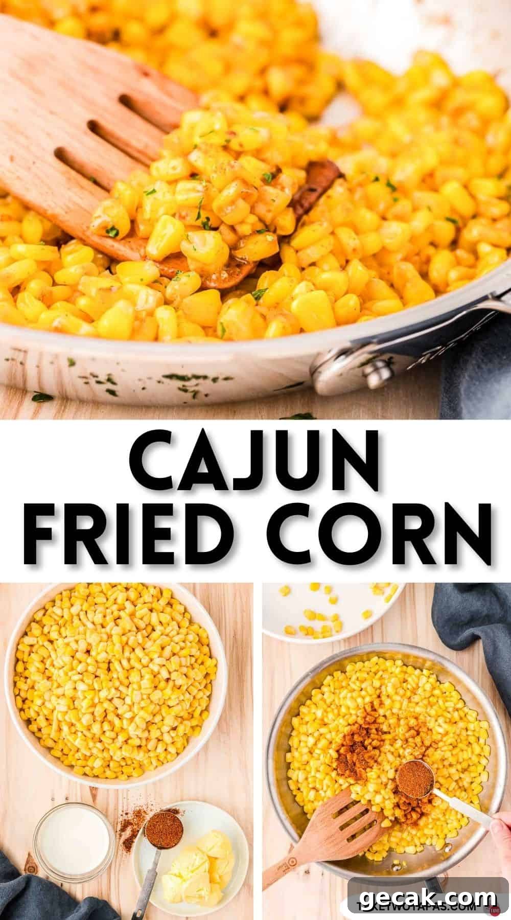 Pinterest pin image for cajun fried corn recipe