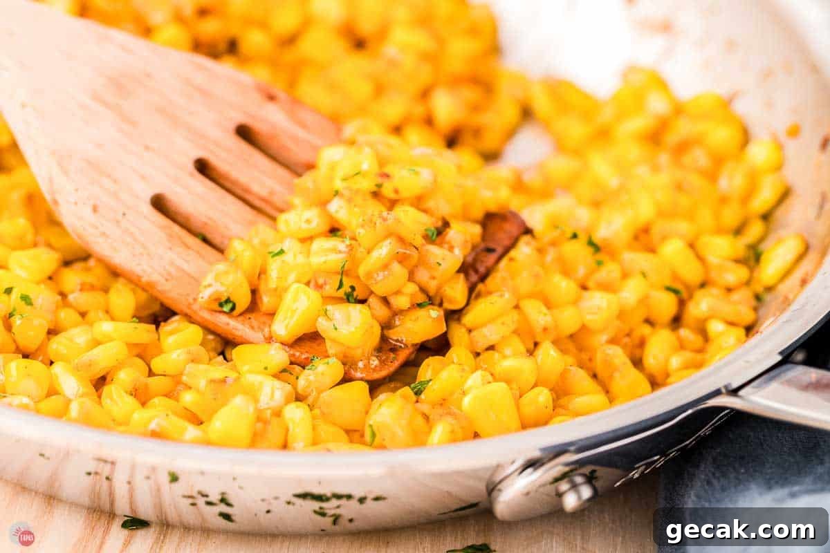 close up of corn on a spoon