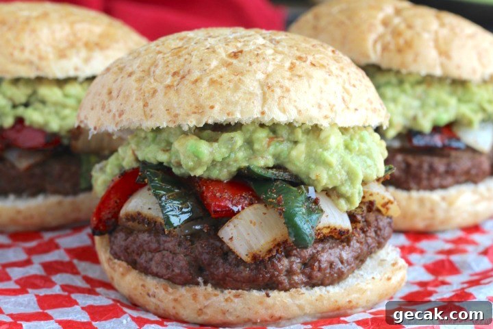 Easy Grilled Fajita Burgers with Guacamole Recipe