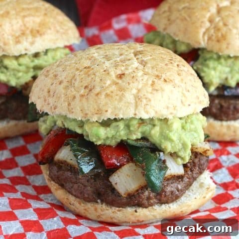 Easy Grilled Fajita Burgers with Guacamole