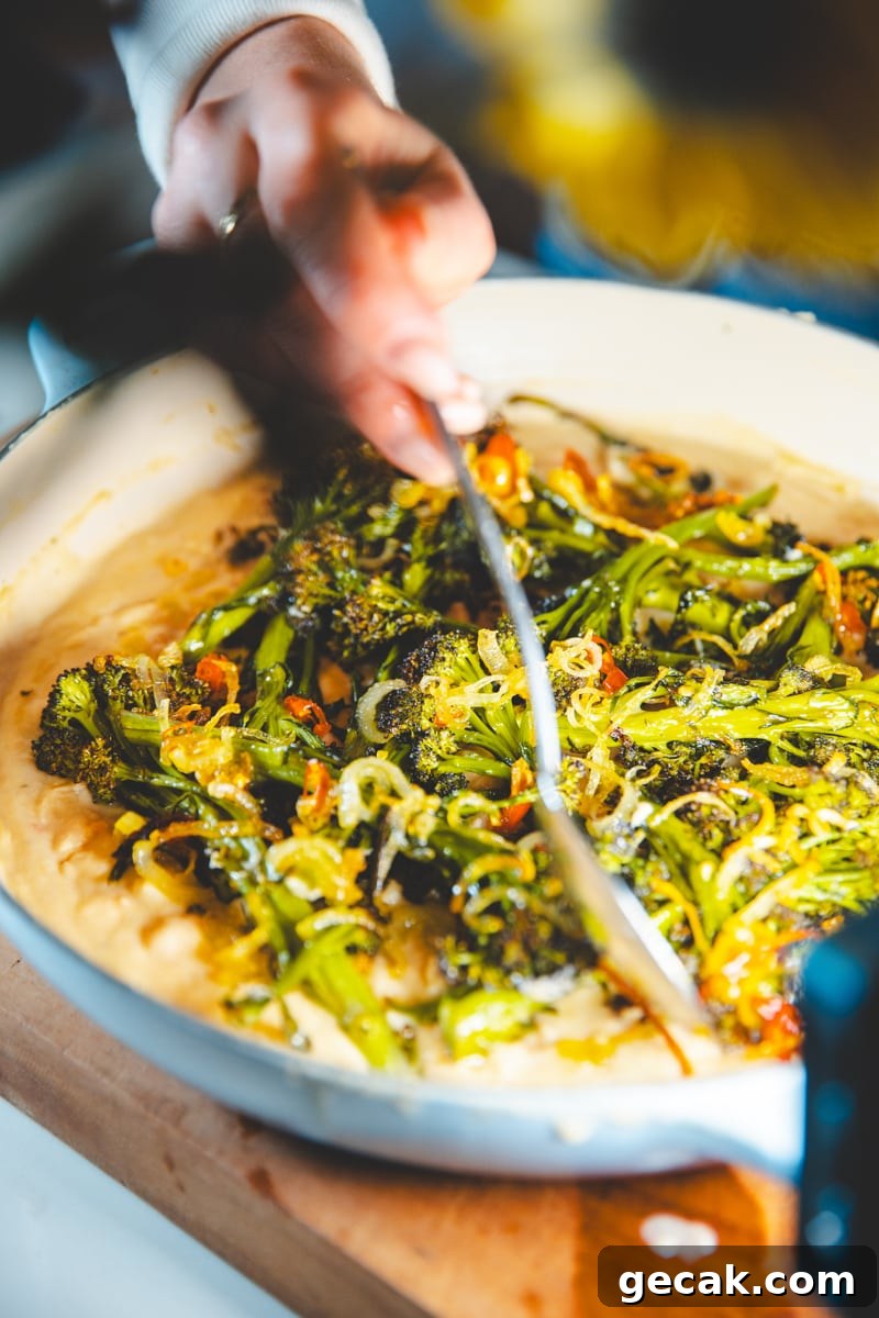 Purple Sprouting Broccoli & Tahini Beans - Georgie Eats