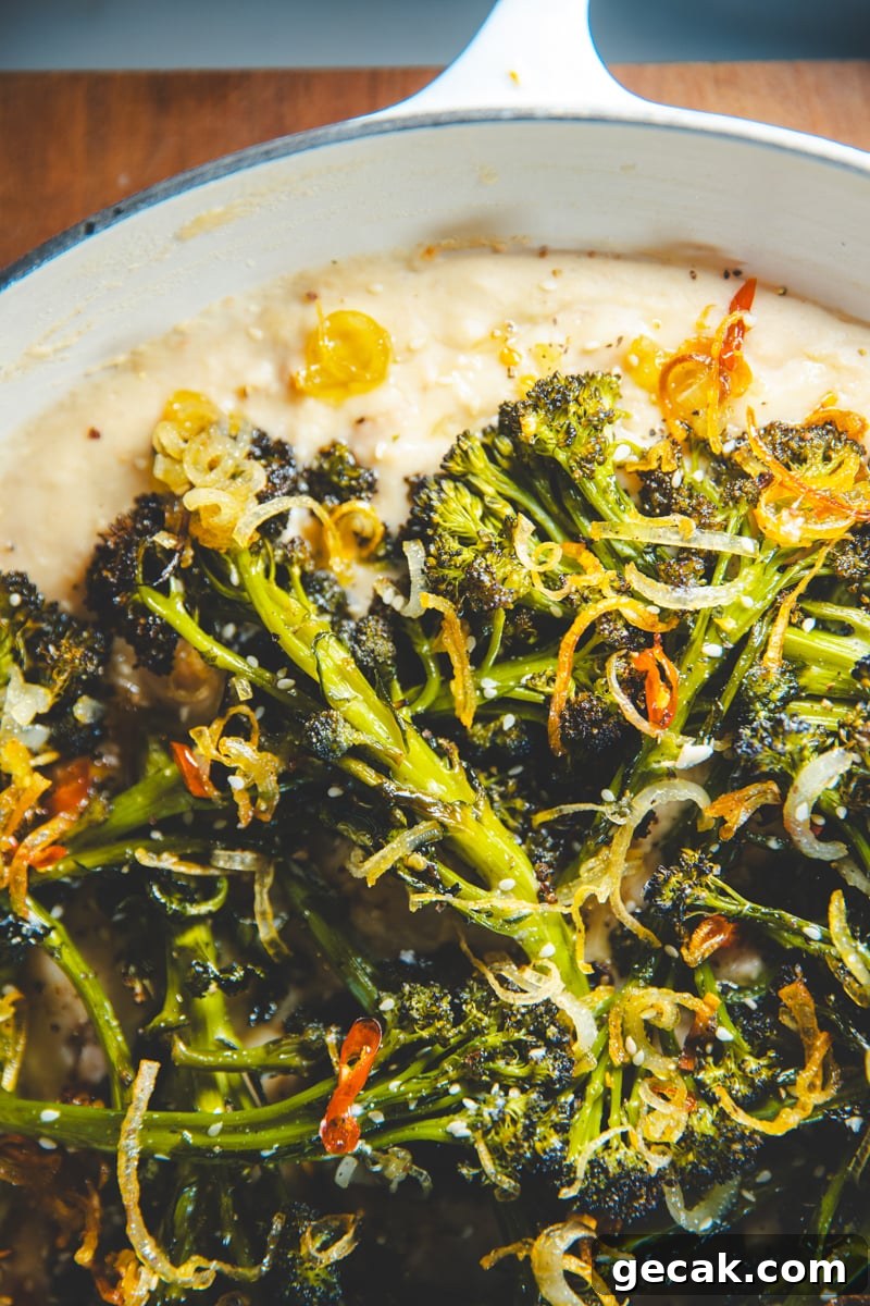 Purple Sprouting Broccoli & Tahini Beans - Georgie Eats