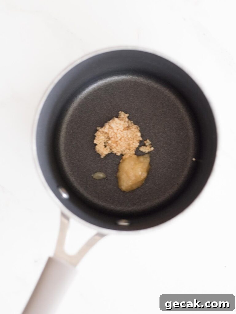 garlic and ginger in a saucepan