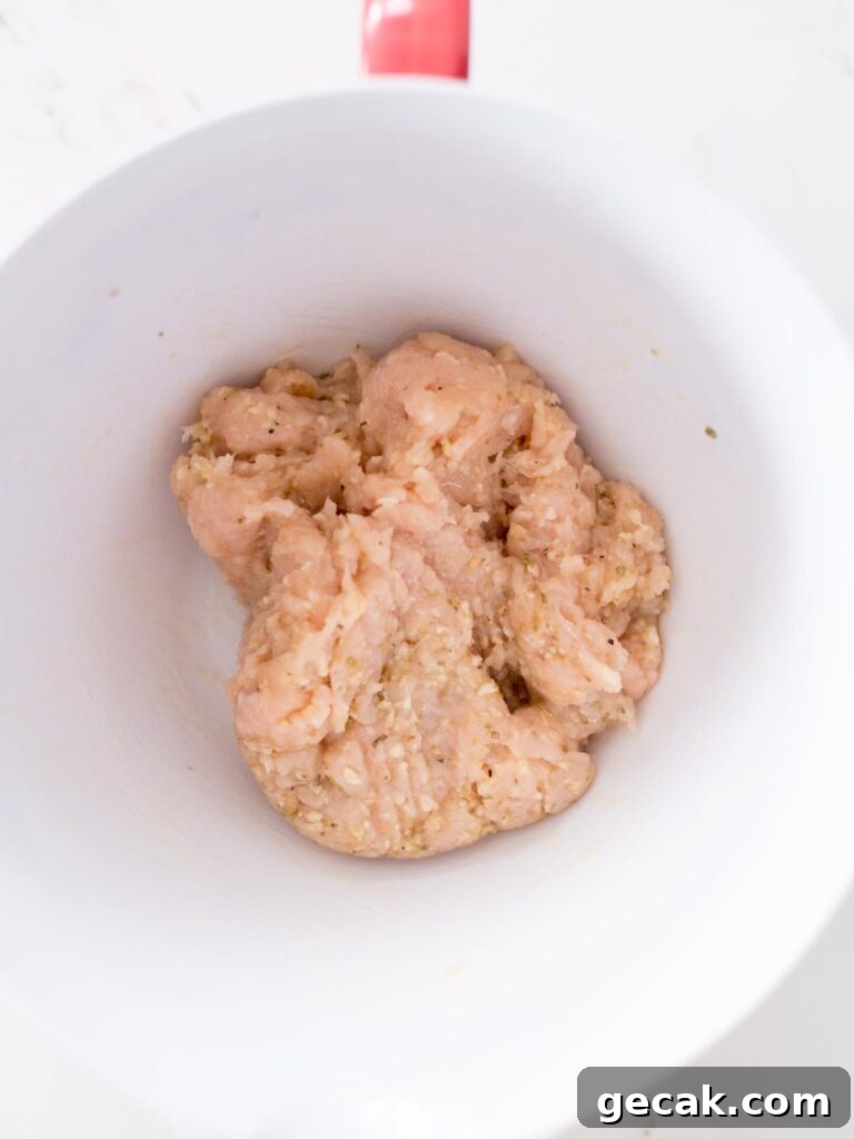 chicken meatball mixture in a bowl