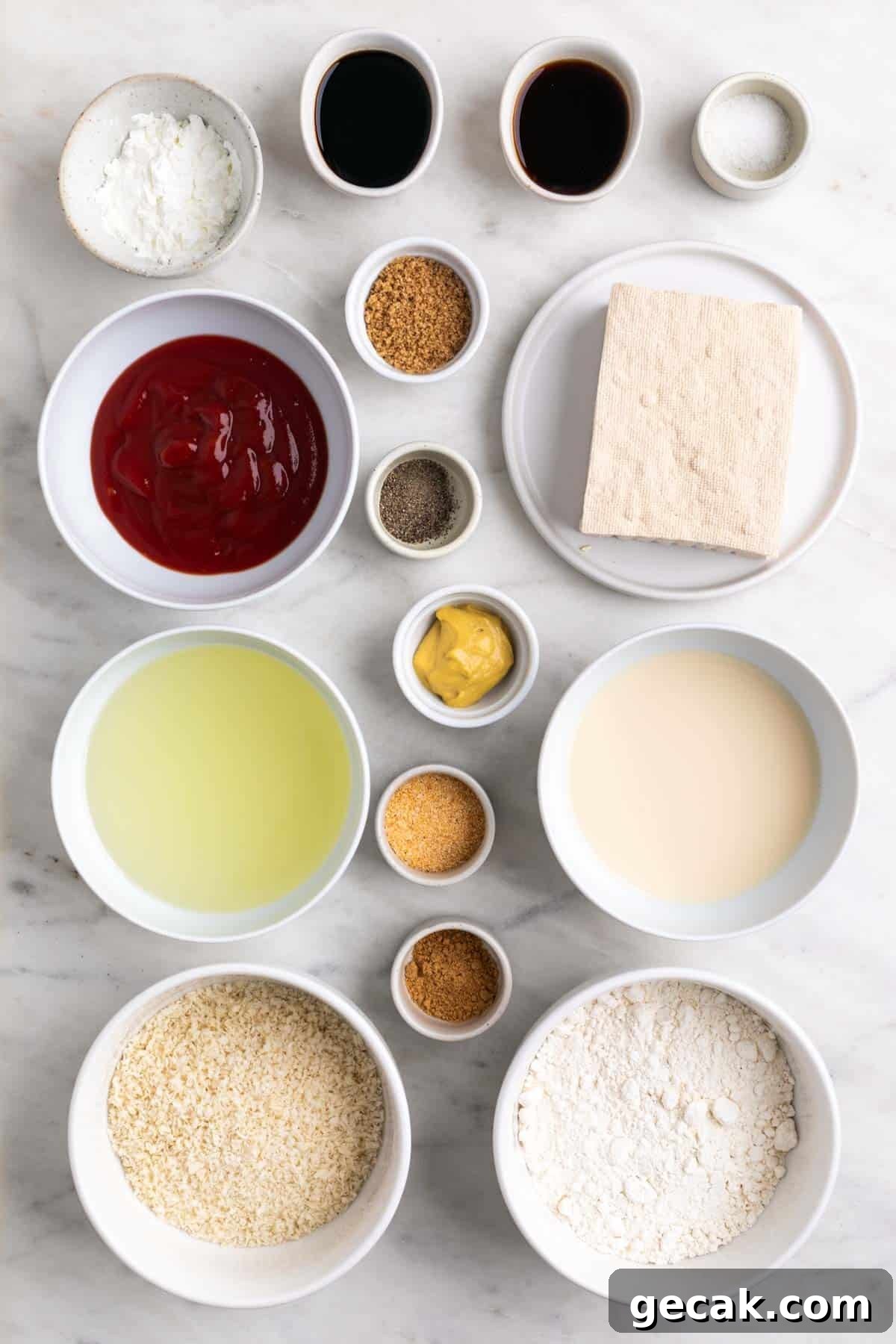 Ingredients for making tofu katsu.