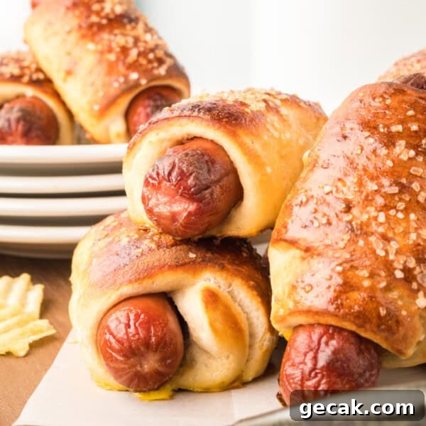 Crispy Air Fryer Hot Dogs: Quick, Juicy, and Ready in Minutes 12 closeup of pretzel dogs