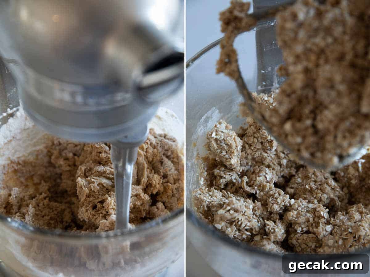 mixing in oatmeal for oatmeal cookies