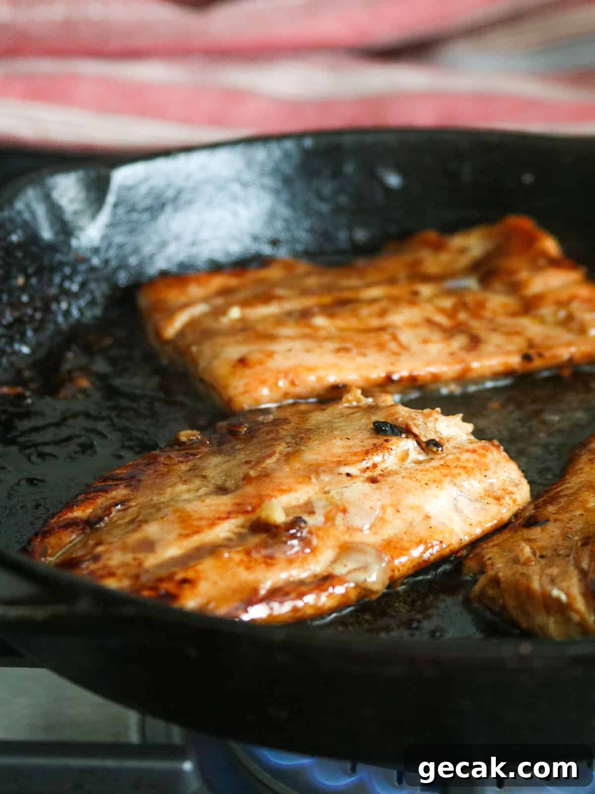pan-frying fish in a cast iron skillet