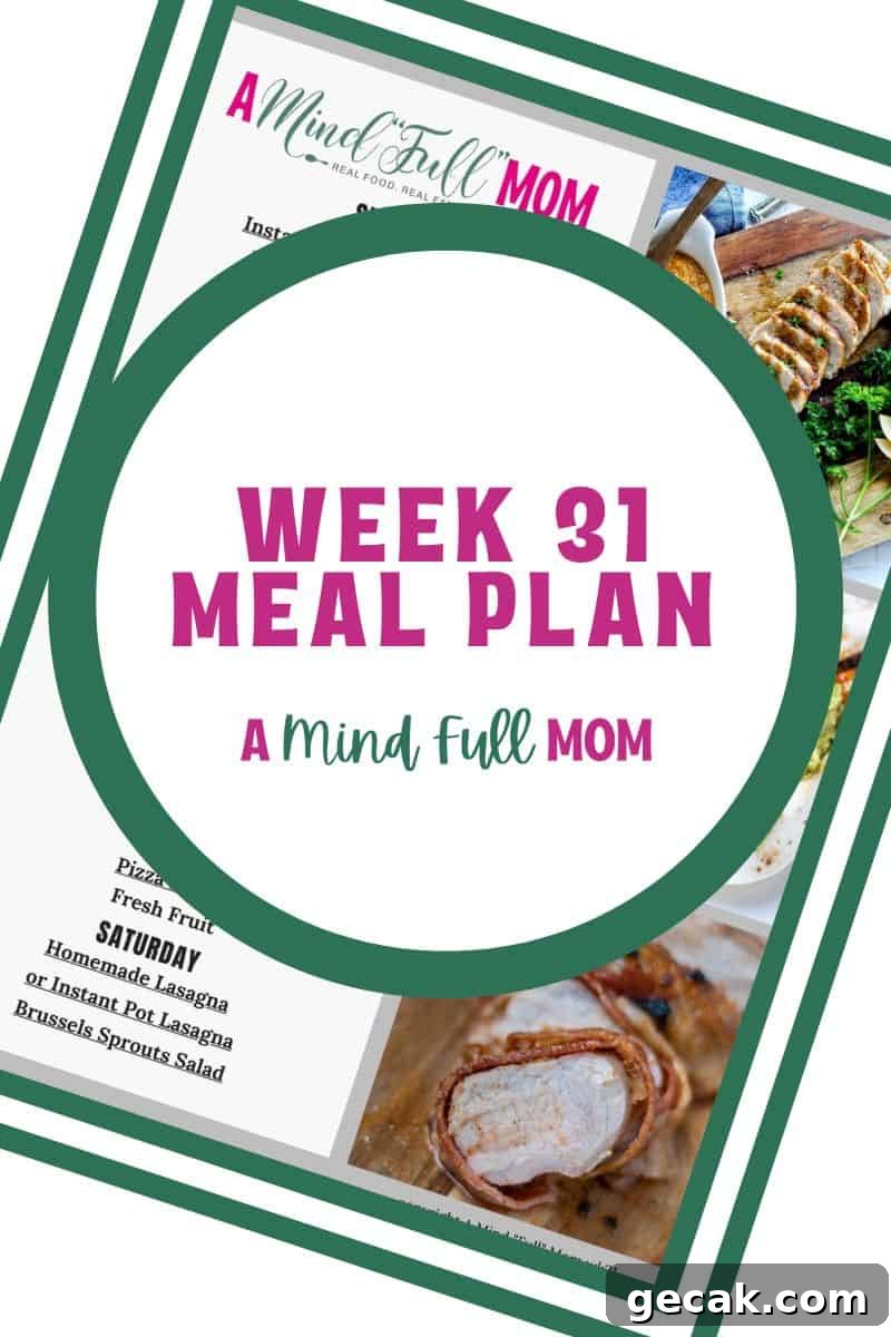 Meal Plan for October Photo of a weekly meal plan with title text overlay that reads week 31 meal plan.