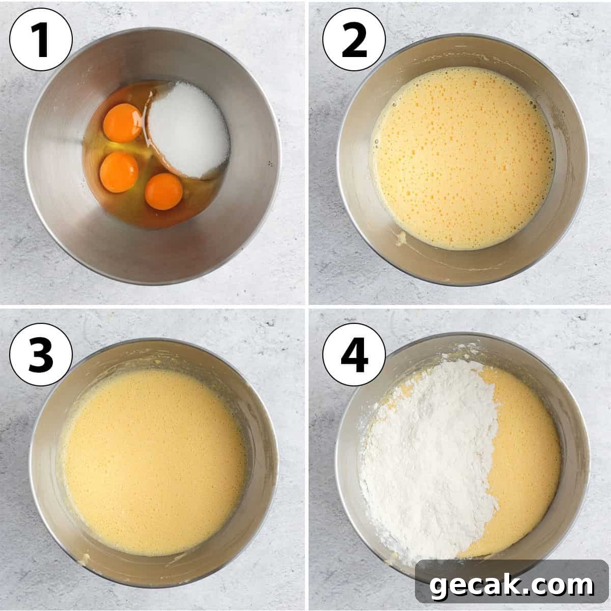 Process Shot Collage: preparing the Vanilla Cake Batter.