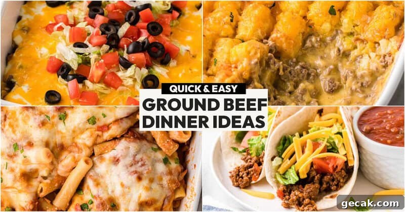 ground beef dinner idea collage pictures.