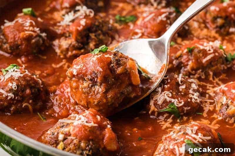 Baked Meatballs served out of the pan.