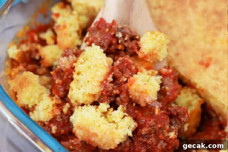 closeup of the Sloppy Joe Casserole. 