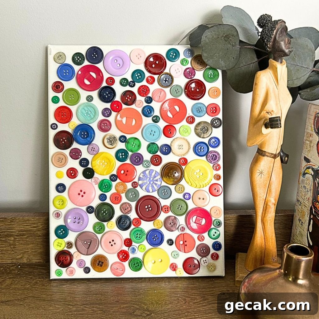 16 Creative Button Craft Ideas for Endless DIY Fun 2 button canvas painting