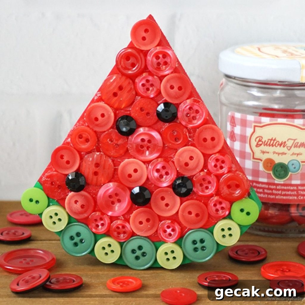 16 Creative Button Craft Ideas for Endless DIY Fun 13 Watermelon button art