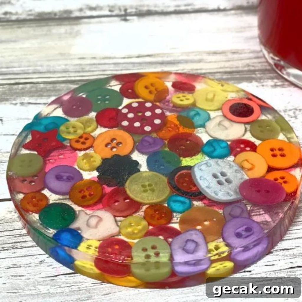 16 Creative Button Craft Ideas for Endless DIY Fun 16 Resin Coasters DIY with Buttons