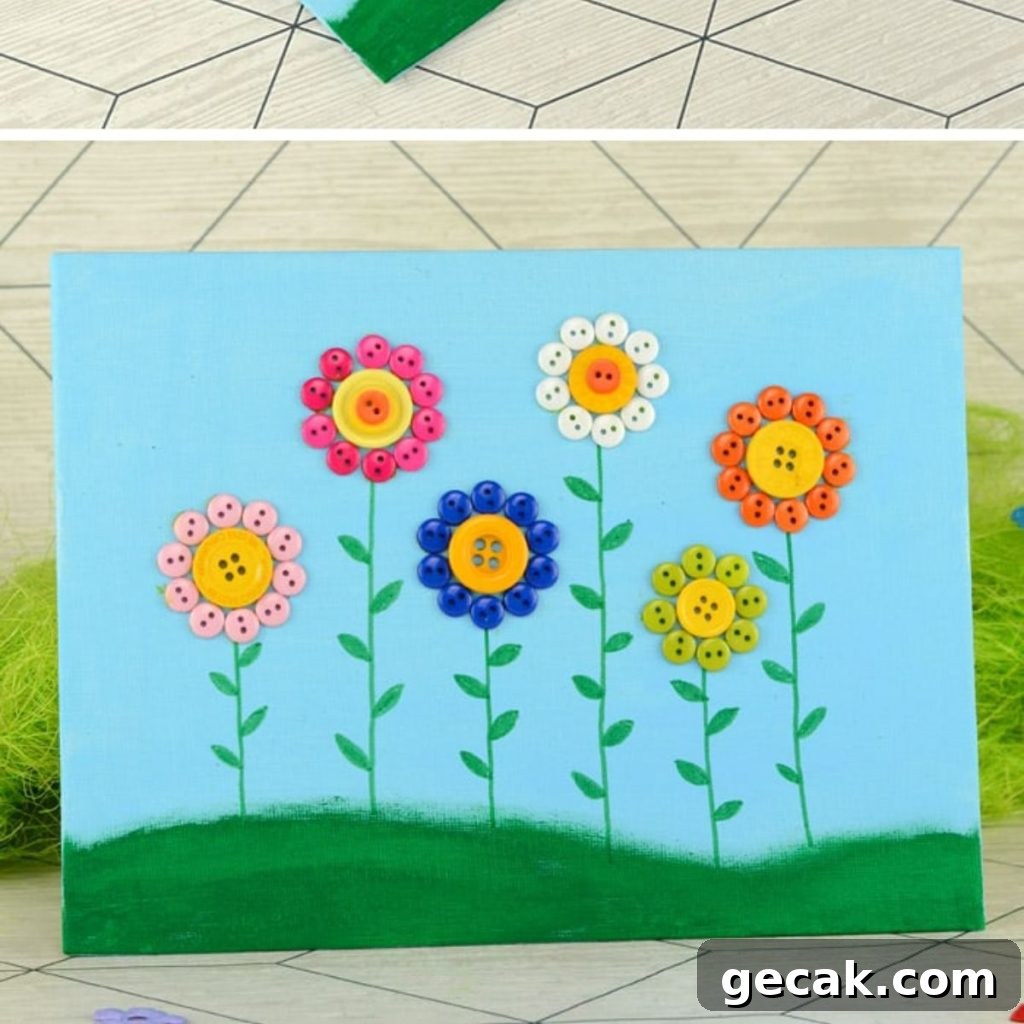 16 Creative Button Craft Ideas for Endless DIY Fun 17 Button Flowers Canvas