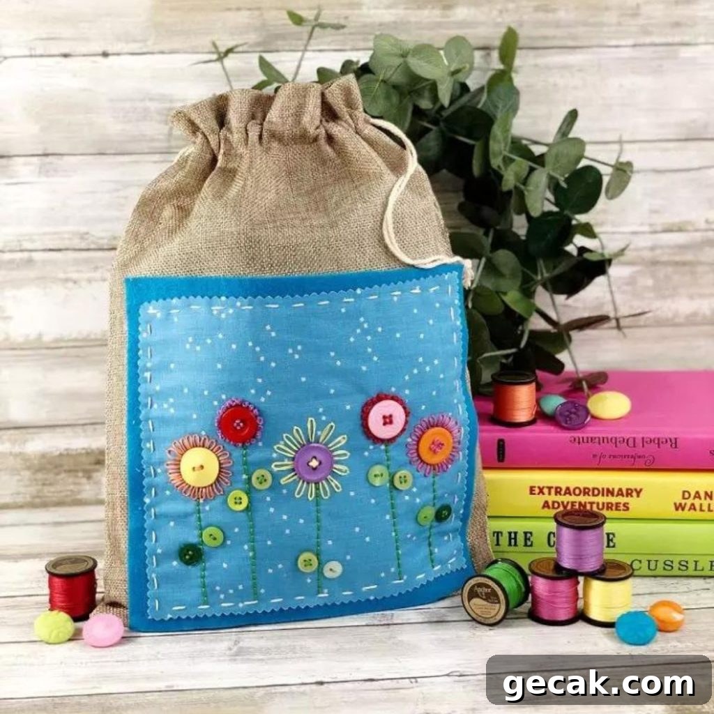 16 Creative Button Craft Ideas for Endless DIY Fun 5 Embroidered Button Flower Bag