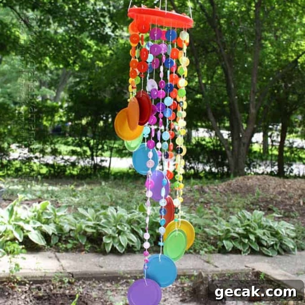 16 Creative Button Craft Ideas for Endless DIY Fun 8 Rainbow Button Wind Chime
