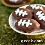 These gluten-free cookie dough footballs are perfect for your next sports night or Superbowl party. They are easy to make and everyone will love them!