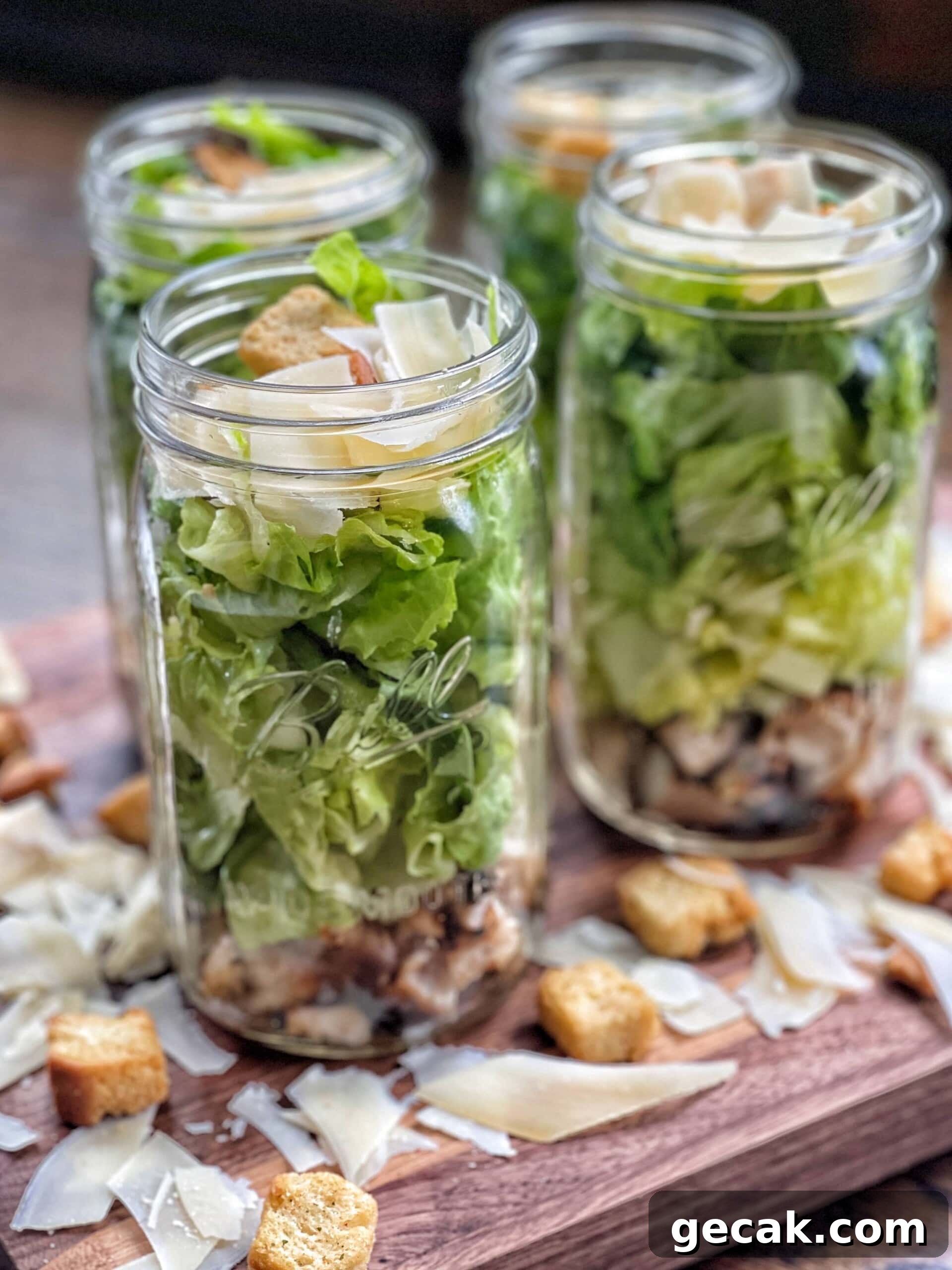 Grilled Chicken Caesar Mason Jar Salads: Quick Prep for Meal Prep 2 shortcut chicken salads