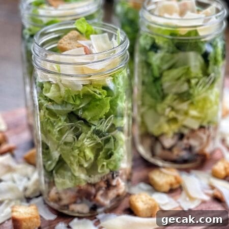 Grilled Chicken Caesar Mason Jar Salads: Quick Prep for Meal Prep 12 shortcut chicken salads
