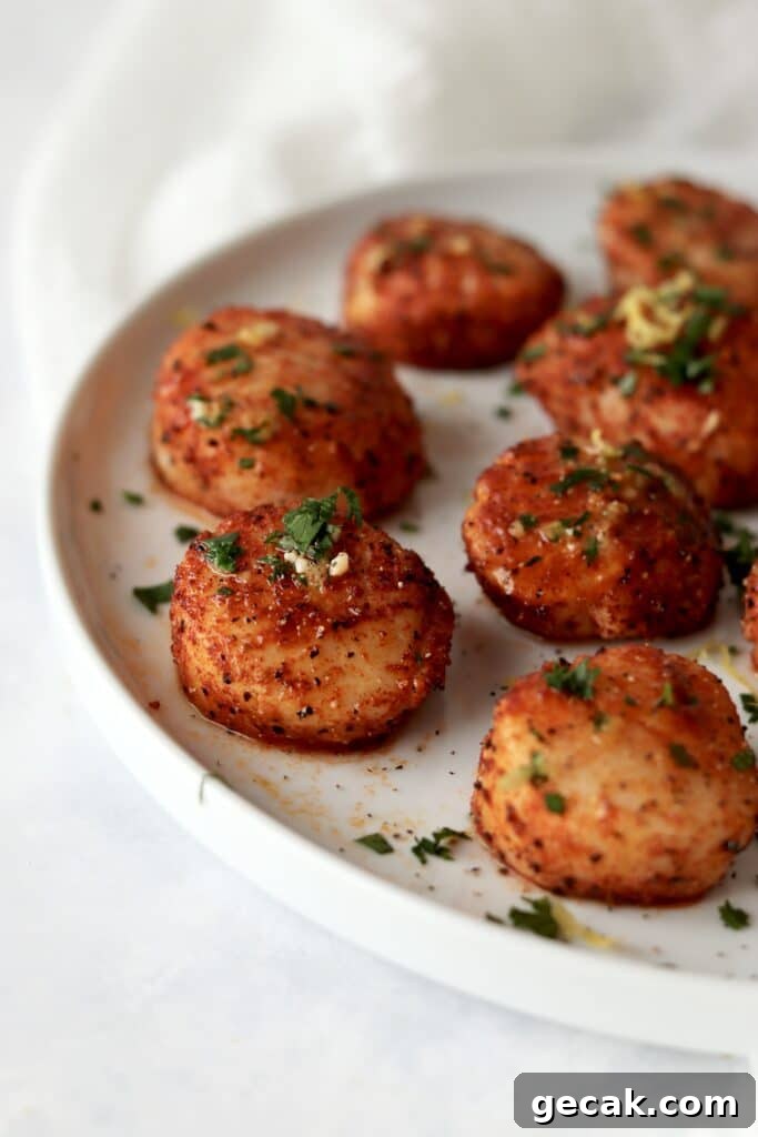 Crispy Air-Fried Scallops with Lemon Butter Sauce 11 seasoned air fried scallops with lemon zest