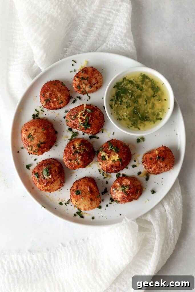 Crispy Air-Fried Scallops with Lemon Butter Sauce 3 air fryer scallops with lemon butter