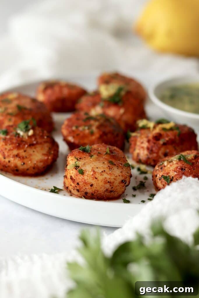 Crispy Air-Fried Scallops with Lemon Butter Sauce 10 air fried scallops with lemon butter and parsley