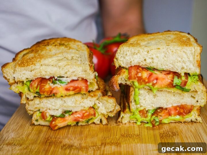 Image for Vegan Pesto Tomato Mozzarella Sandwich