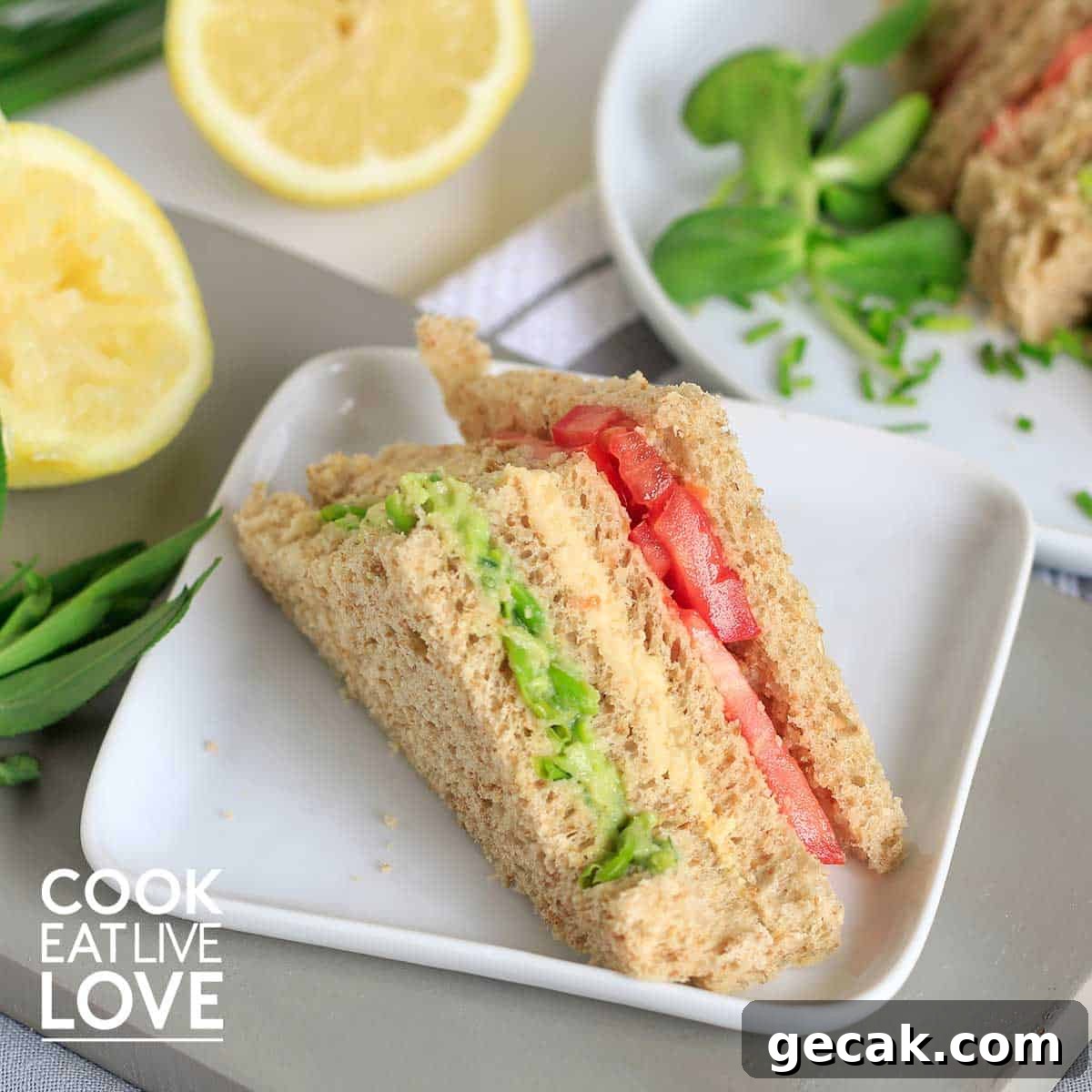 Image for Veggie Triple Decker Sandwich with Easy Avocado Spread & Hummus