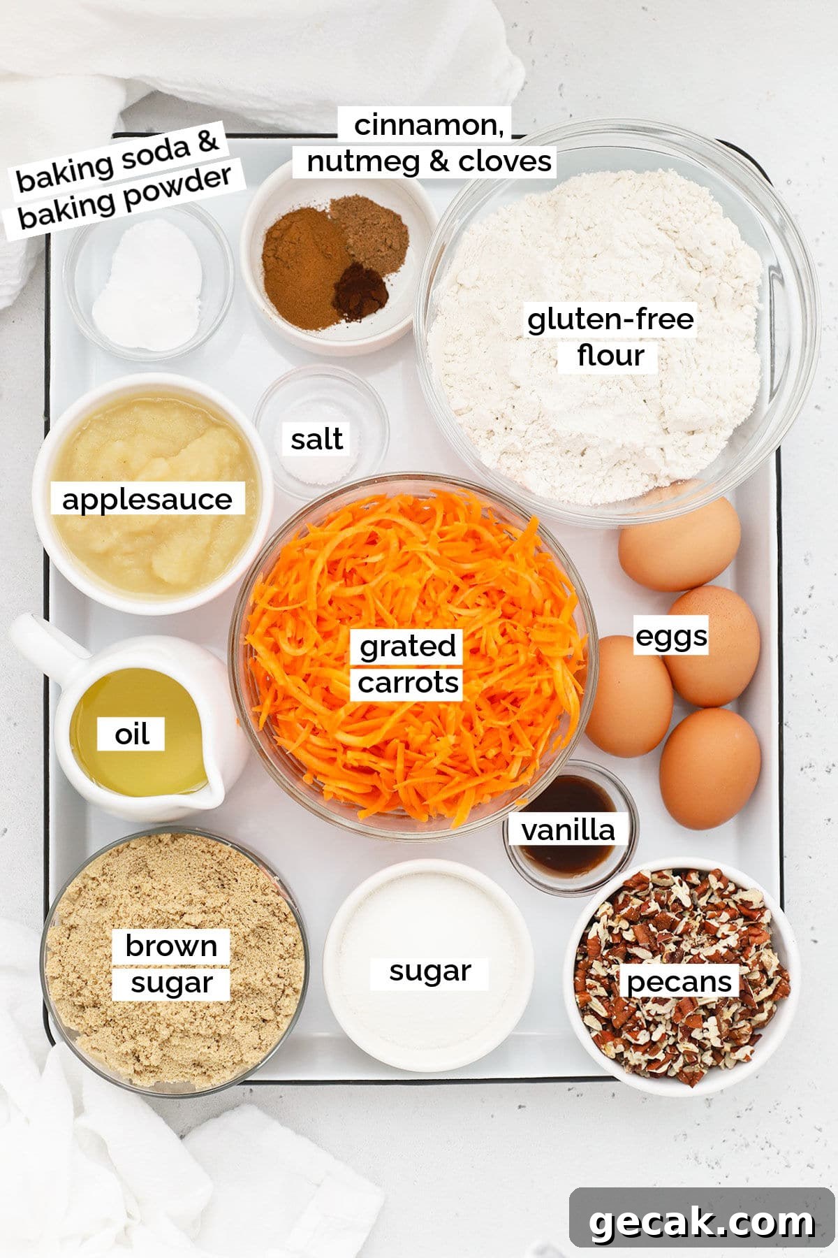ingredients for gluten-free carrot cake