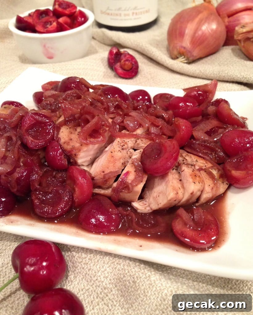 Cherry Wine Chicken with Cherry Sauce Recipe 2 Chicken in Cherry Wine Sauce White Plate