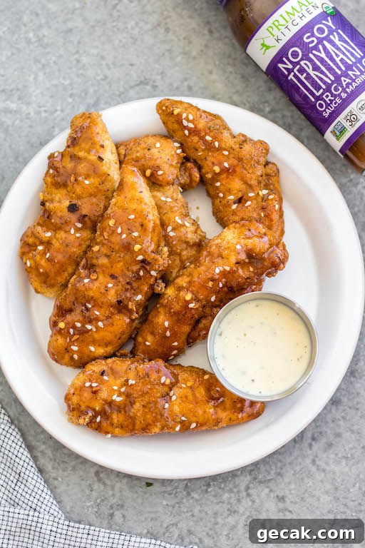 Plate of teriyaki chicken tenders