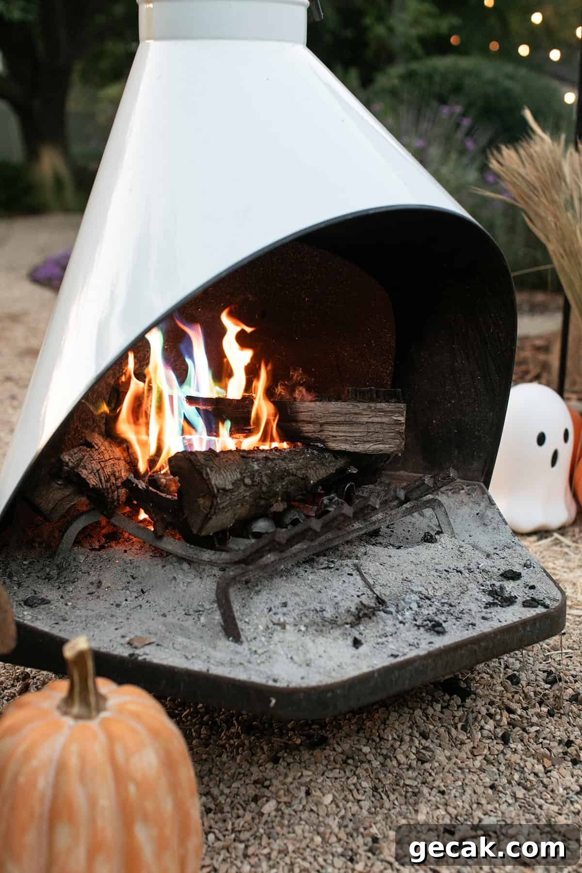Fireplace with magical flames. 