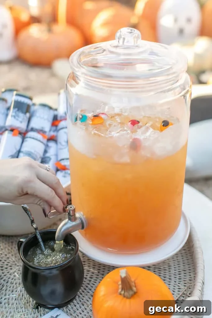 Apple cider punch with Halloween candy.